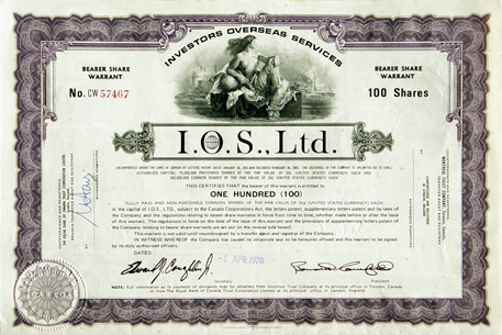 «I.O.S. Ltd stock certificate»