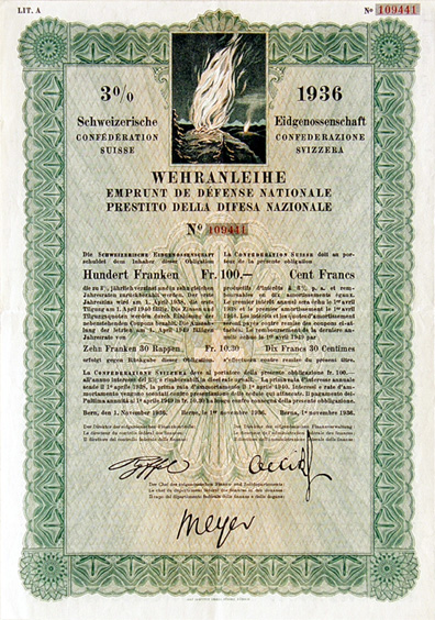 «Wehranleihe der Schweizerischen Eidgenossenschaft, 1936»
